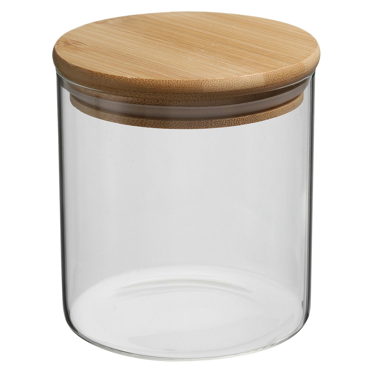 Unique Bargains Kitchen Food Storage Glass Jar with Airtight Bamboo Lid 10x10cm
