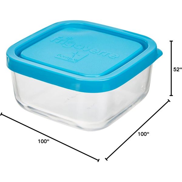 Bormioli Rocco 11.75oz Frigoverre Classic Square Glass Container - Stackable Food Storage Design, Tempered Durable Italian Glass