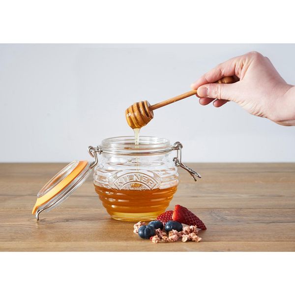 Kilner Honey Pot with Beechwood Dipper, 13.5 Ounce