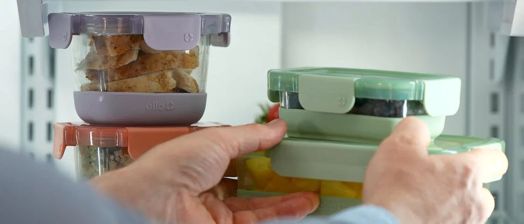 Ello 4pc 2c Glass Refresh Round Food Storage Container Set Purple: Oven, Microwave & Dishwasher Safe, Lifetime Warranty