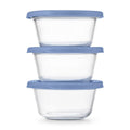 Ello Everyday 3pk 2c Round Glass Food Storage container Set Elemental Blue