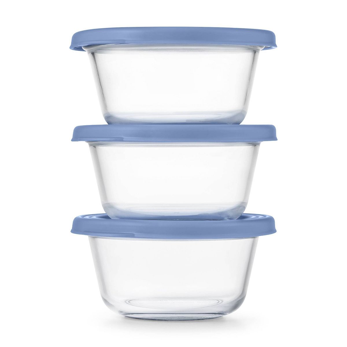 Ello Everyday 3pk 2c Round Glass Food Storage container Set Elemental Blue