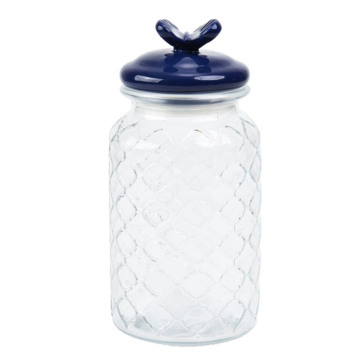 SharpChef 2PK Glass Airtight Storage Jar with Hand painted Ceramic Lid, Glass Food Storage Jars, 44 oz / 1.3 L / 5 cups