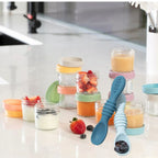12pc Glass Baby Food Storage Jars, 4 Silicone Baby Spoons & 2 Silicone Bibs, Baby Mealtime Essentials – BPA-Free, Leakproof, and Dishwasher Safe