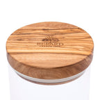 Berard Glass Storage Jar With Olive Wood Lid, 30-ounce