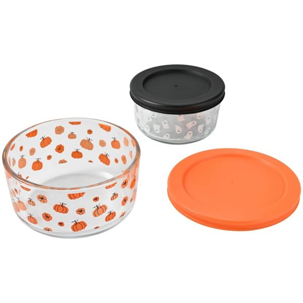 Cook With Color 4pc (Set of 2) Halloween Glass Food Storage Container Set