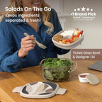 Bentgo 7.6c Glass All-in-One Salad Container Mod Curves Desert Rose