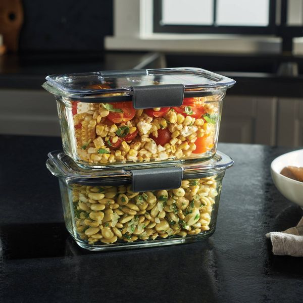 Rubbermaid 6pc Brilliance Glass Food Storage Containers, 4.7 Cup Food Containers with Lids: Oven & Microwave Safe