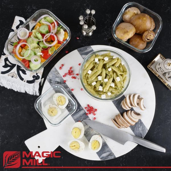 Magic Mill 24pc Glass Food Storage Container Set – 12 Borosilicate Containers, 12 Airtight Lids, Freezer, Oven, Dishwasher Safe, BPA-Free, black