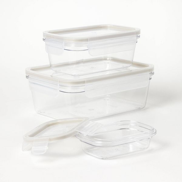 6pc (set of 3) Tritan Plastic Rectangle Food Storage Container Set Clear - Figmint™: Stackable, Dishwasher-Safe