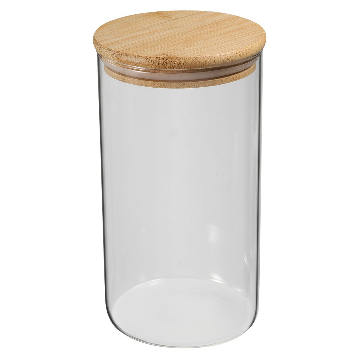 Unique Bargains Kitchen Food Storage Glass Jar with Airtight Bamboo Lid 10x10cm