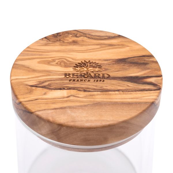 Berard Glass Storage Jar With Olive Wood Lid, 13.5-ounce