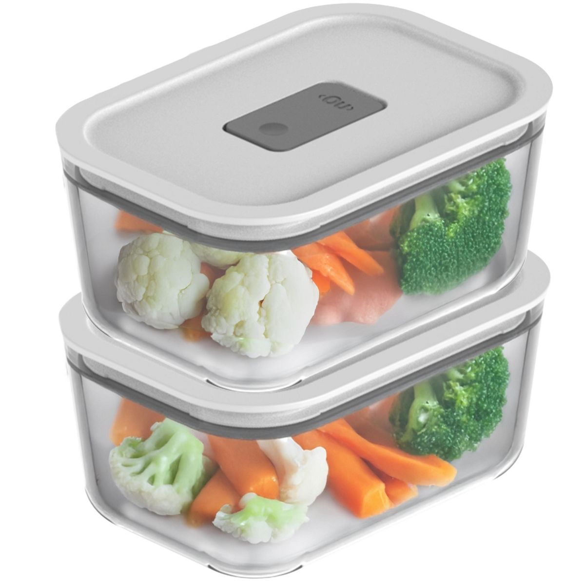 OU Glass Food Storage Container Set 4pc (set of 2) Microwave, Freezer & Dishwasher Safe, Airtight Leak Proof Lid with Microwave Valve, Stackable