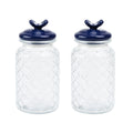 SharpChef 2PK Glass Airtight Storage Jar with Hand painted Ceramic Lid, Glass Food Storage Jars, 44 oz / 1.3 L / 5 cups
