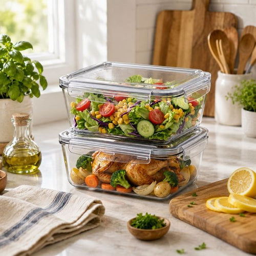Sorbus 2 Pack Glass Food Storage Containers with Plastic Airtight Lids - Dishwasher and Oven Safe Reusable Meal Prep, Freezer Safe