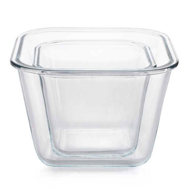 Gibson Home Essential Storage 4 Piece Borosilicate Glass Square Container Set with Snap Lids