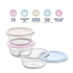 Ello Everyday 3pk 4.5c Round Glass Food Storage container Set Garden Harmony