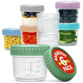 Stock Your Home Glass Bariatric Portion Control Containers (6 Pack), 4 oz Mini Food Storage Jars with Leakproof Lids, Color Coded Meal Prep