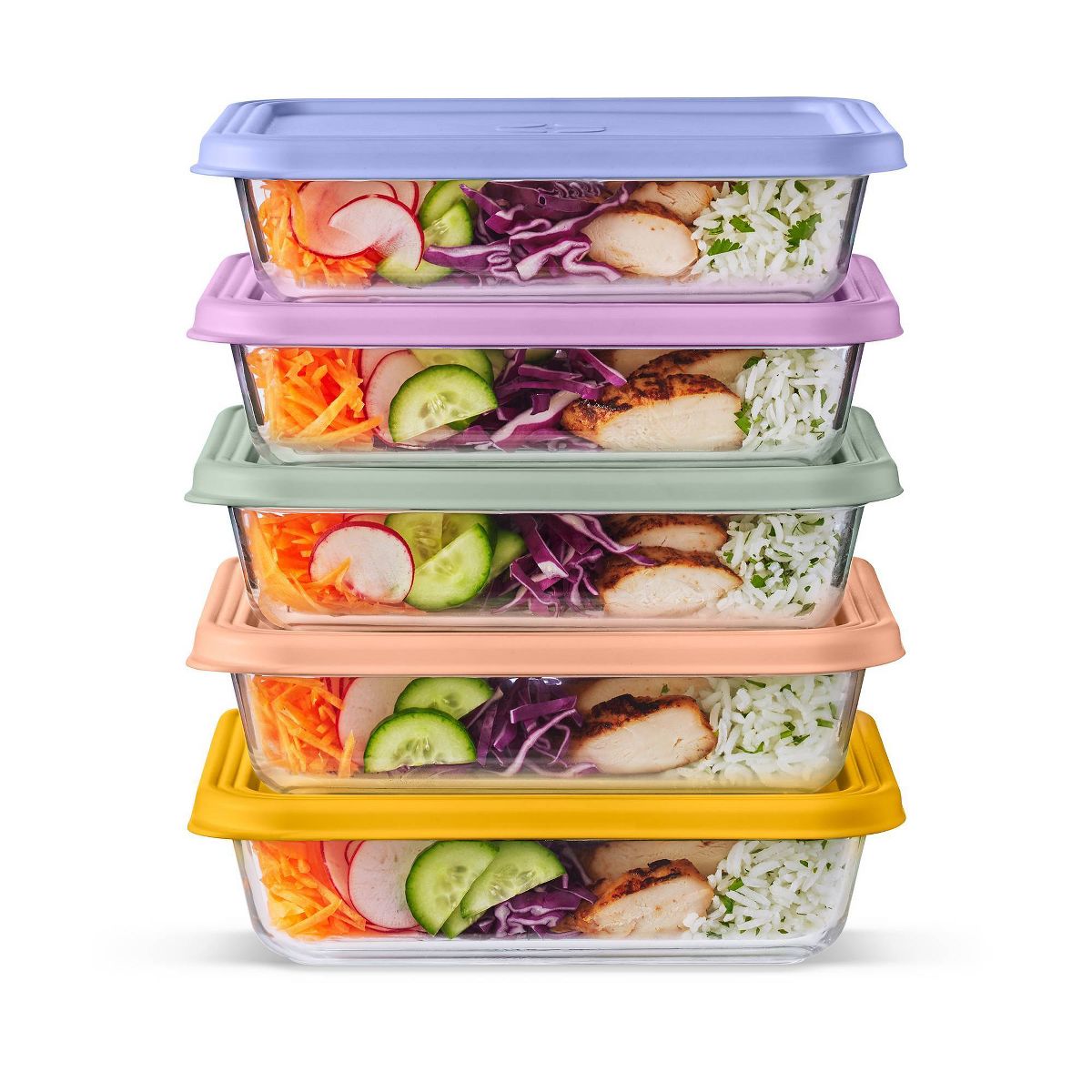 Ello Everyday Glass 4.5c 10pc Meal Prep Food Storage Container Set