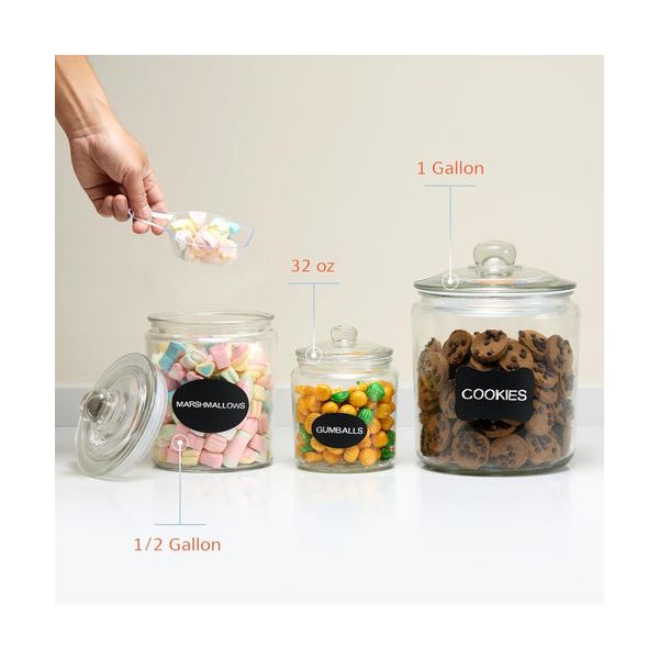 Kook Glass Kitchen and Apothecary Storage Jars, 1/2 Gallon, Set of 2