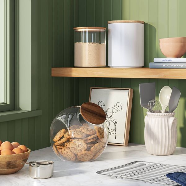 96 oz Canister Wood Top Medium Clear - Threshold™