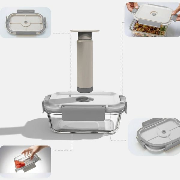 Genicook 7pc Vacuum Storage Container Set with Manual pump Green