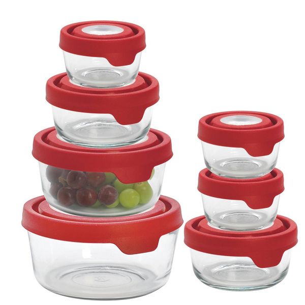 Anchor Hocking 14pc Glass TrueSeal Food Storage Container Set: Clear Glass Containers with Lids, Dishwasher-Safe