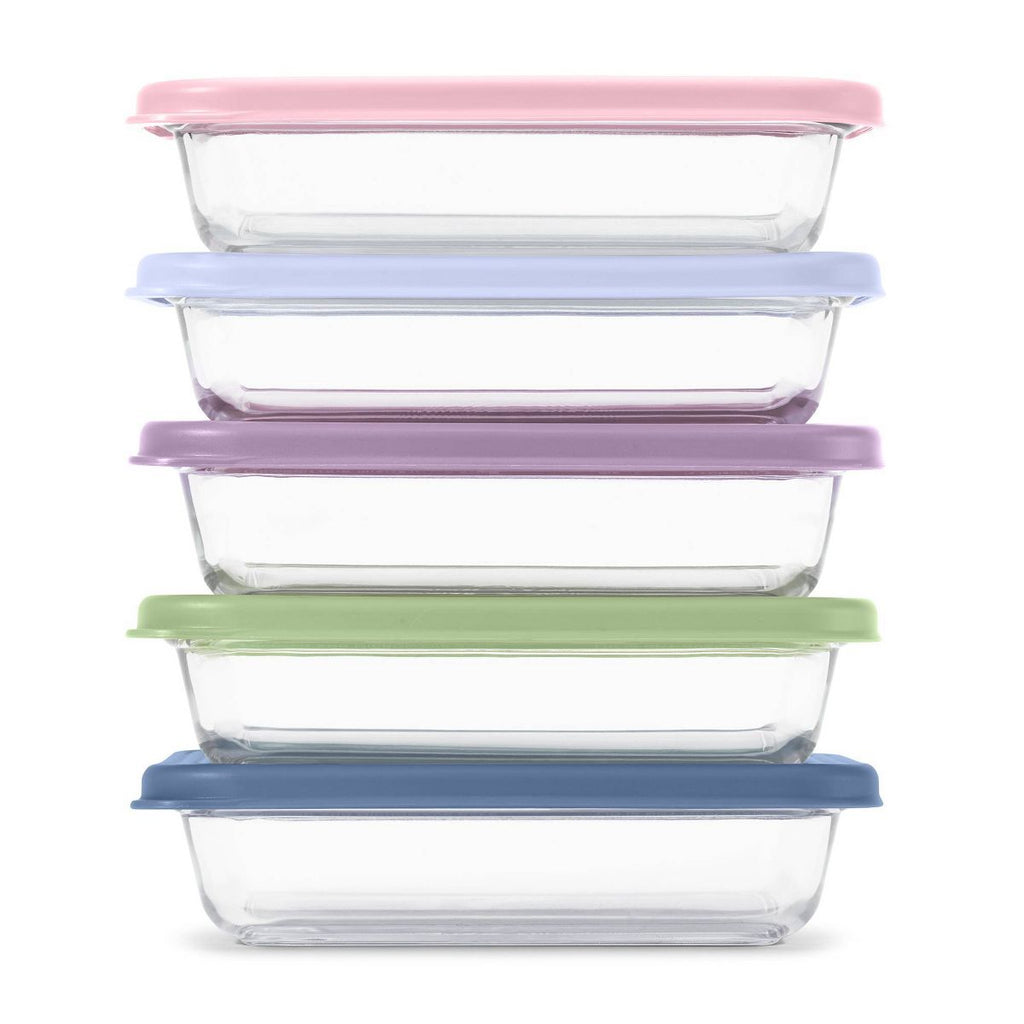 Ello Everyday 10pc 3c Glass Meal prep Food Storage Container Set Coastal Postcard