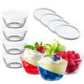 Le'raze 16pc Set of Stackable Small Glass Bowls with Airtight Lids - 8 Clear Mise en Place Food Prep Custard Cups + 8 Lids - 8oz.