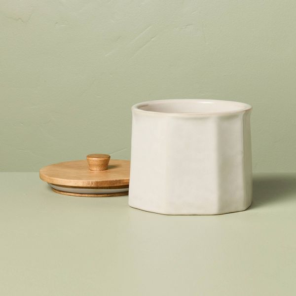 130 fl oz Extra Large Stoneware Canister Sour Cream - Hearth & Hand™ with Magnolia