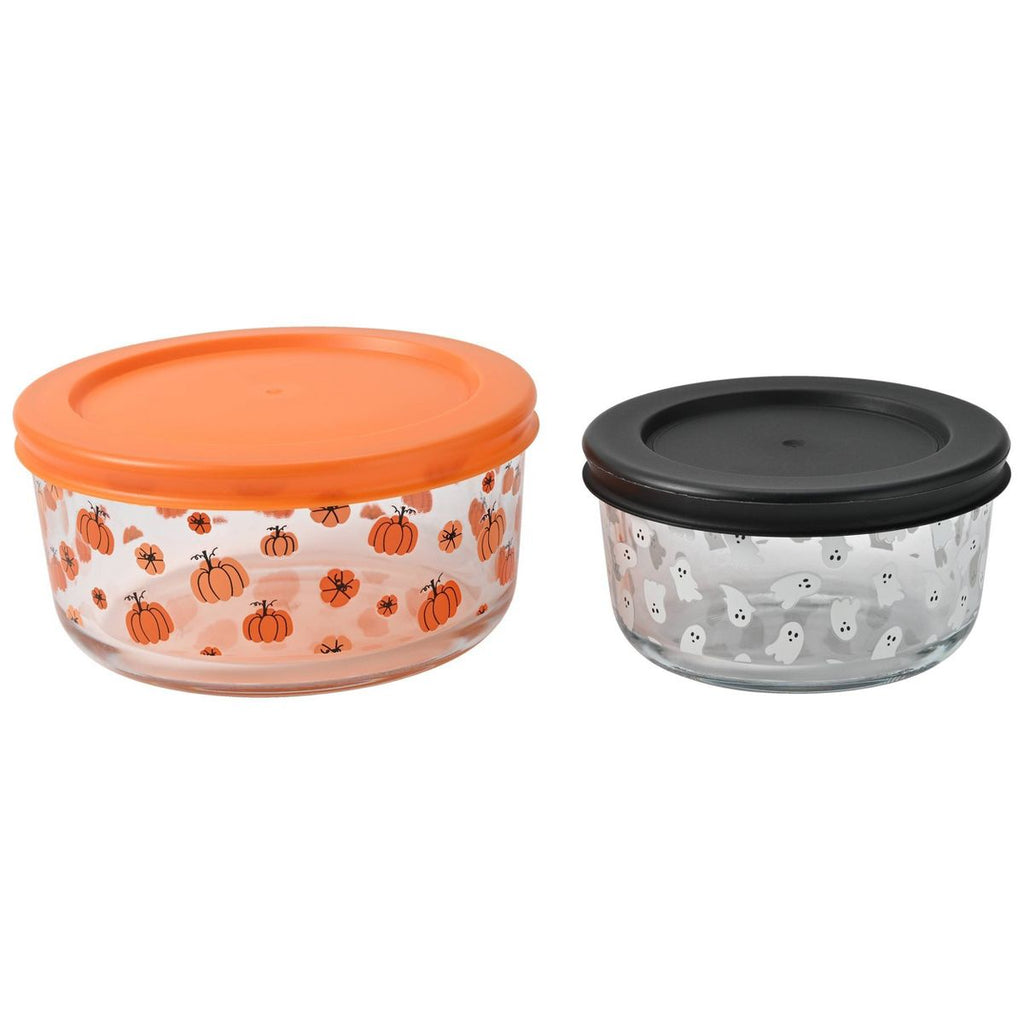 Cook With Color 4pc (Set of 2) Halloween Glass Food Storage Container Set