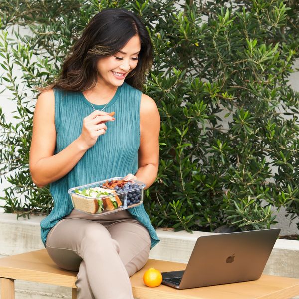 Bentgo 41oz Glass Leak-proof Lunch Box with Plastic Lid - Gray: Food Storage, Stain & Odor-Resistant, Dishwasher Safe