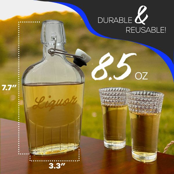 8.5 oz Swing Top Glass Flask (Set of 8)