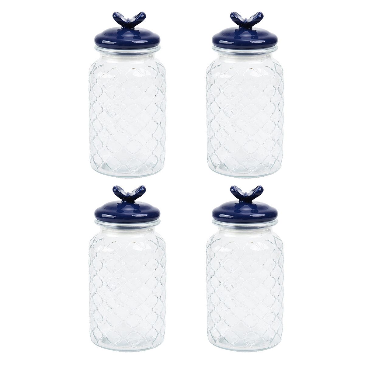 SharpChef 2PK Glass Airtight Storage Jar with Hand painted Ceramic Lid, Glass Food Storage Jars, 44 oz / 1.3 L / 5 cups