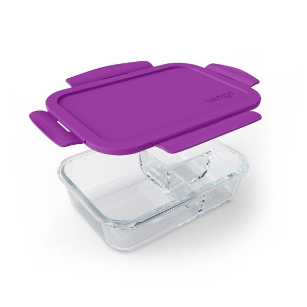 Bentgo 41oz Glass Leak-proof Lunch Box with Plastic Lid - Gray: Food Storage, Stain & Odor-Resistant, Dishwasher Safe