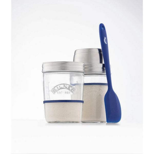 Kilner Sourdough Starter Set, 2 Glass Jars with Spatula and Measuring Markers