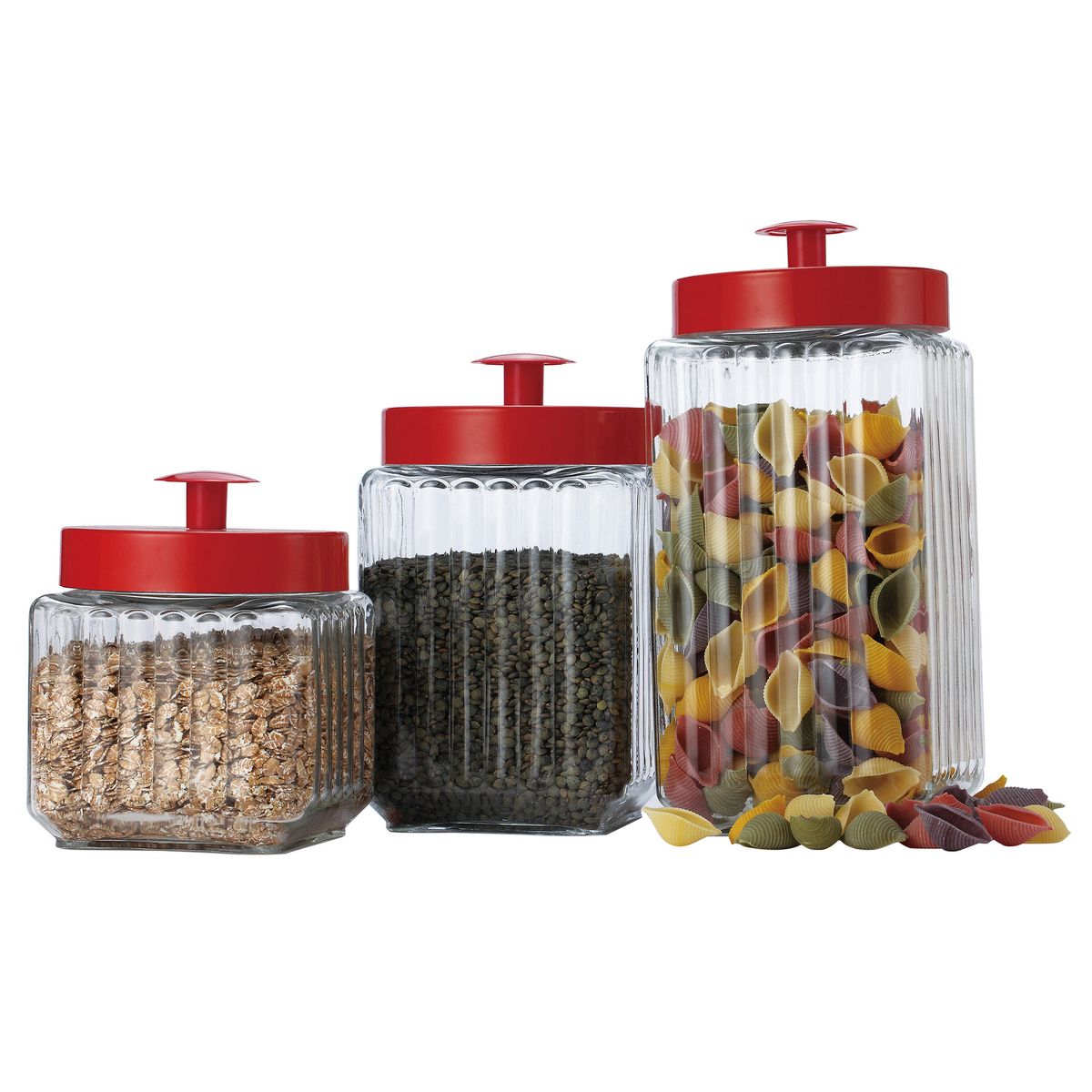 EuroHome Glass Canister with Metal Lid 3-Piece Set