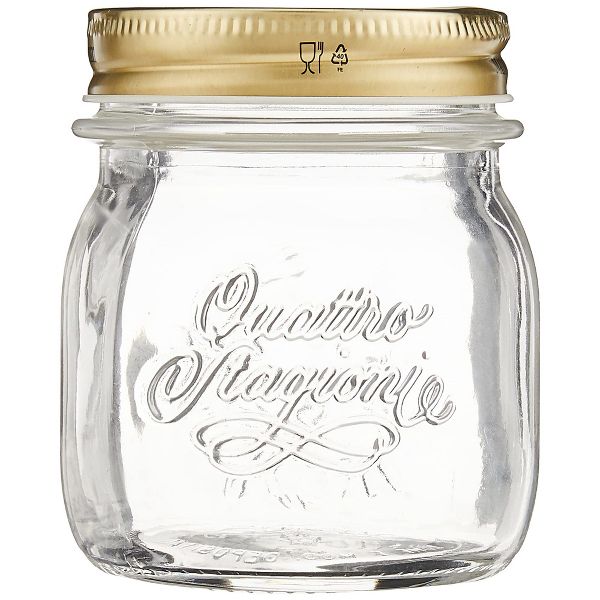 Bormioli Rocco Quattro Stagioni 67.75oz Mason Jar Glass - Wide Mouth Twist Top, Canister Beehive Embossed Design