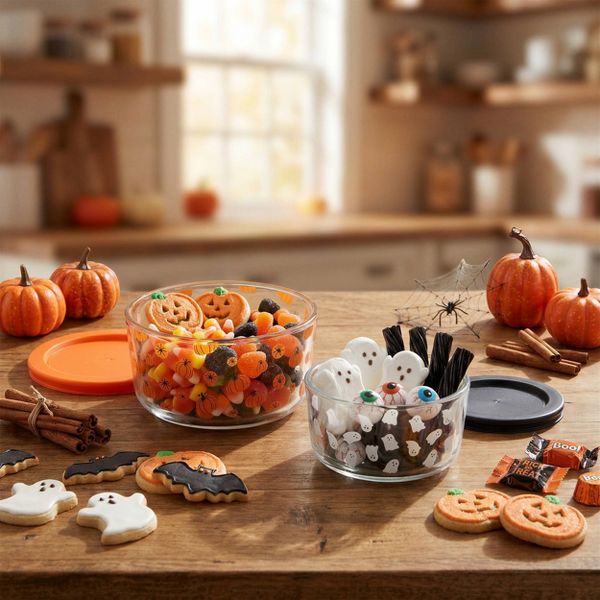 Cook With Color 4pc (Set of 2) Halloween Glass Food Storage Container Set