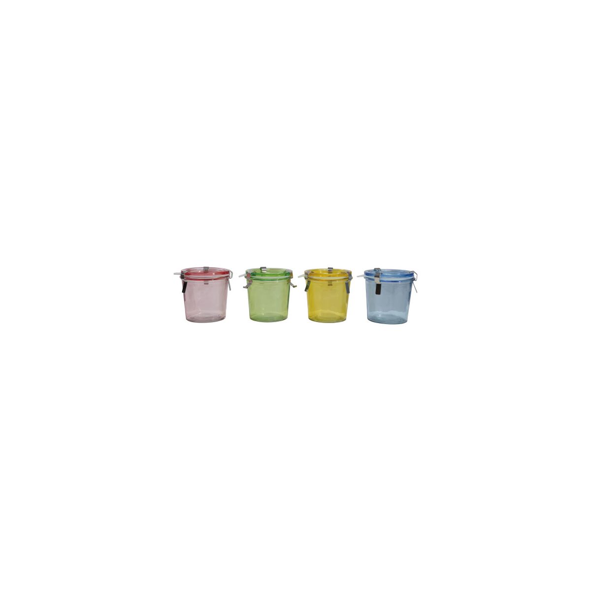 Storied Home 4-Piece Airtight Food Storage Jar Set with Lid and Metal Clamps, Multicolor