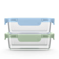 Ello 2pk 3.4c Color Lock rectangle Glass Food Storage Container Set