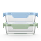 Ello 2pk 3.4c Color Lock rectangle Glass Food Storage Container Set