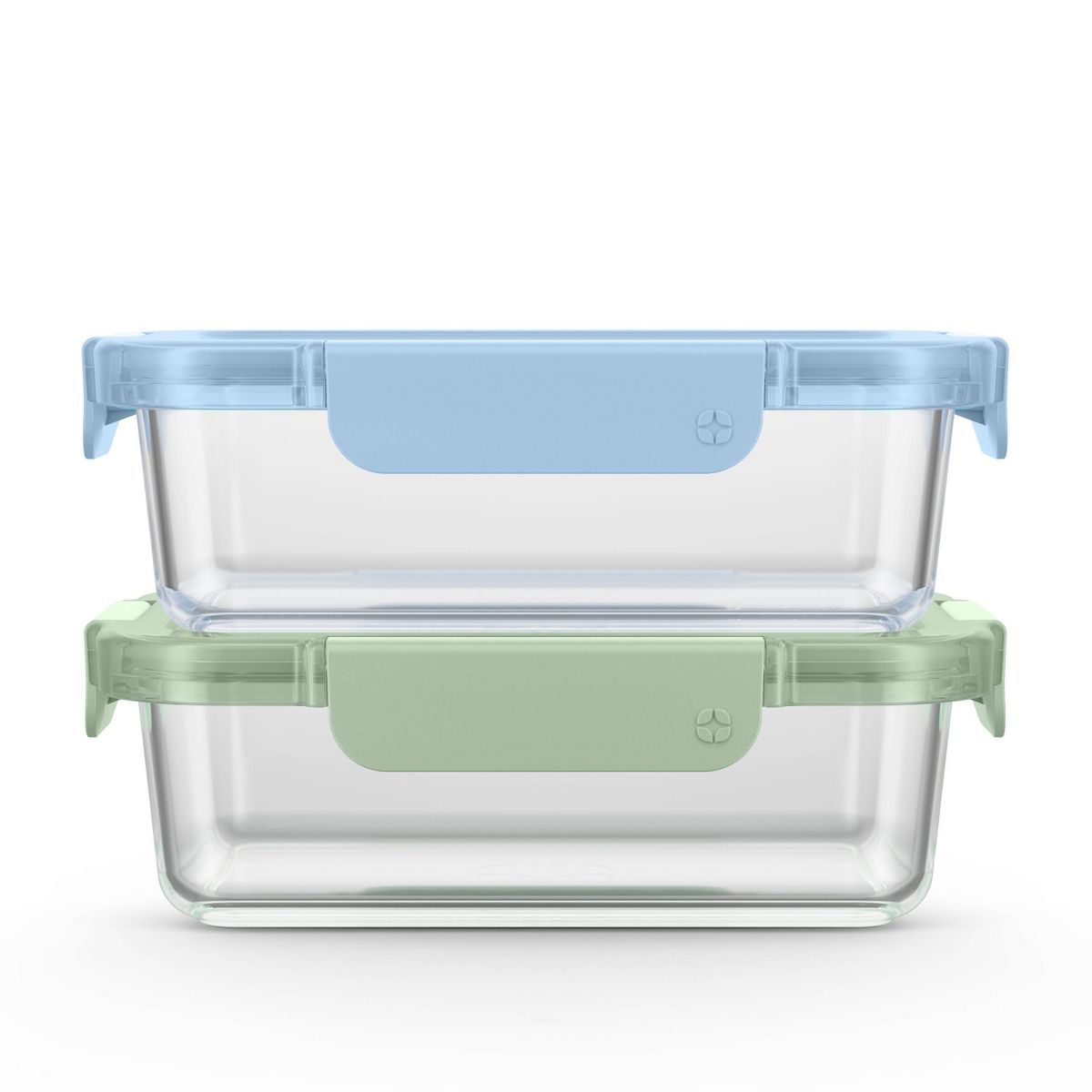Ello 2pk 3.4c Color Lock rectangle Glass Food Storage Container Set
