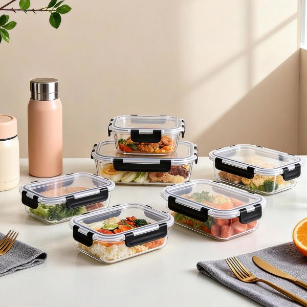 24-Piece Glass Food Storage Containers with Airtight Lids, Leak Proof Meal Prep & Bento Lunch Box Set, BPA-Free, Oven & Freezer Safe