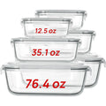 Vtopmart 6 pack 2.26L/76oz Extra Large Glass Food Storage Containers with Lids, for Microwave, Oven, Freezer, Dishwasher