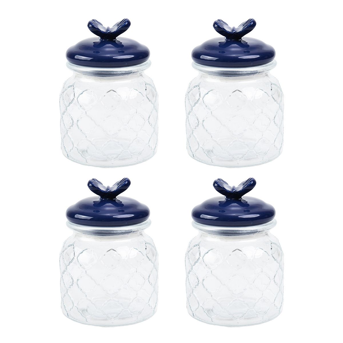 SharpChef 2PK Glass Airtight Storage Jar with Hand painted Ceramic Lid, Glass Food Storage Jars, 20 oz / 0.6 L / 3 cups