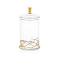 Classic Touch Large Vivid 90 OZ Glass Canister Jar With Lid - 14K Gold Swirl Design