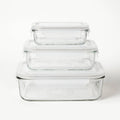 6pc (Set of 3) Glass Food Storage Container Set Clear - Figmint™: Freezer, Dishwasher & Microwave Safe