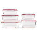 Lexi Home 10-Piece Glass Food Storage Container with Red Locking Lids